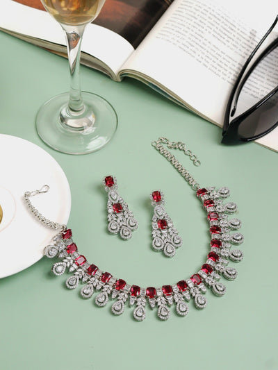 Radiant Ruby Cubic Zirconia Necklace Set 