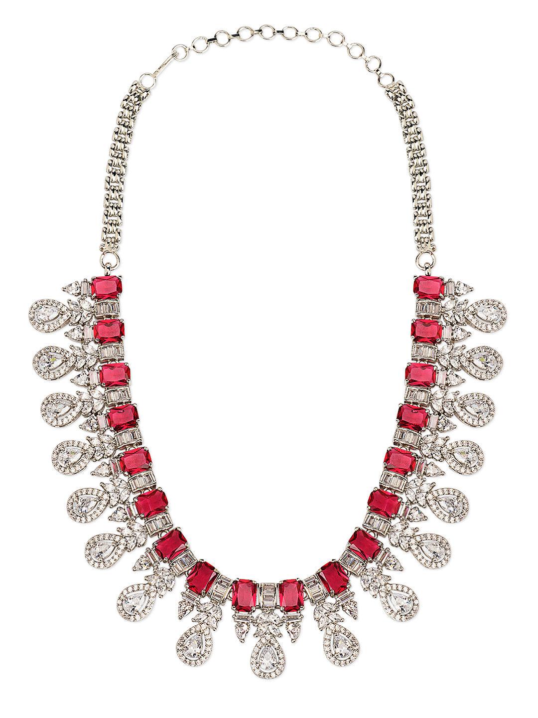 Radiant Ruby Cubic Zirconia Necklace Set 