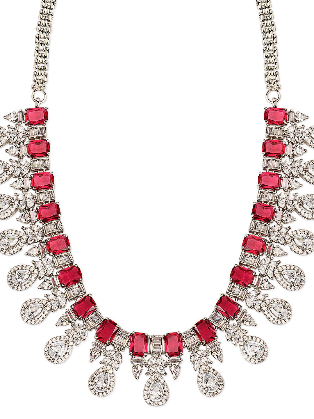 Radiant Ruby Cubic Zirconia Necklace Set 