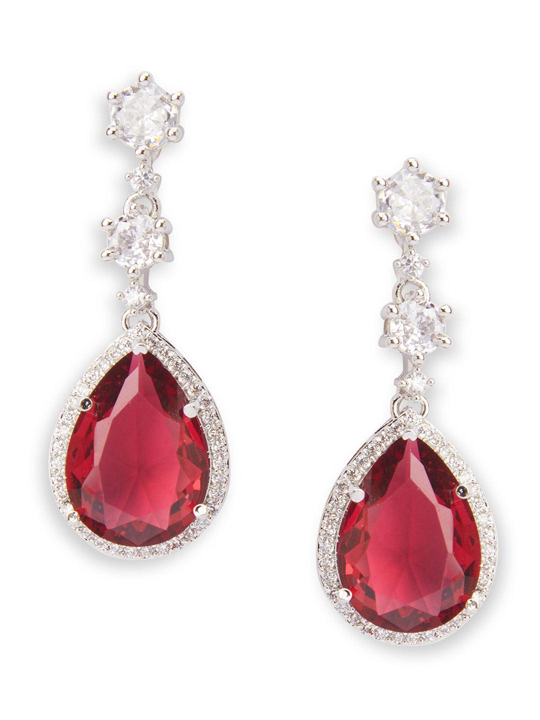 Garnet Glow Drop CZ Necklace Set 