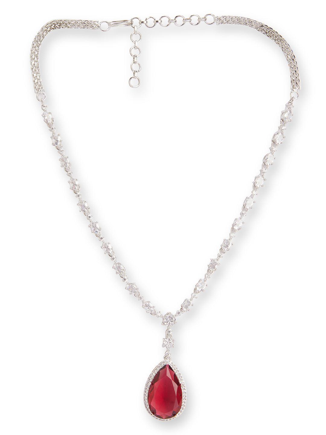 Garnet Glow Drop CZ Necklace Set 