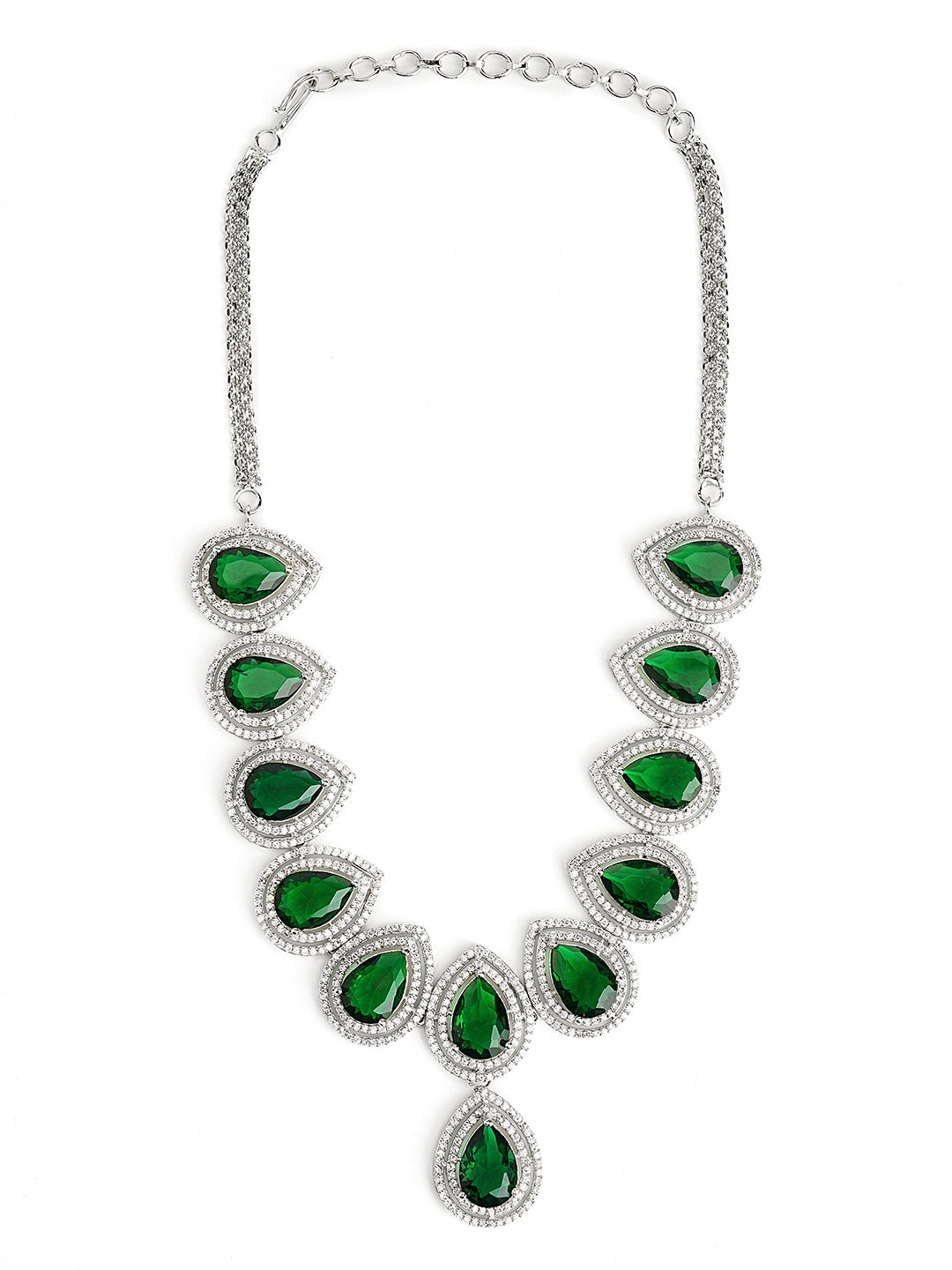 Droplet Dream Green CZ Necklace Set 