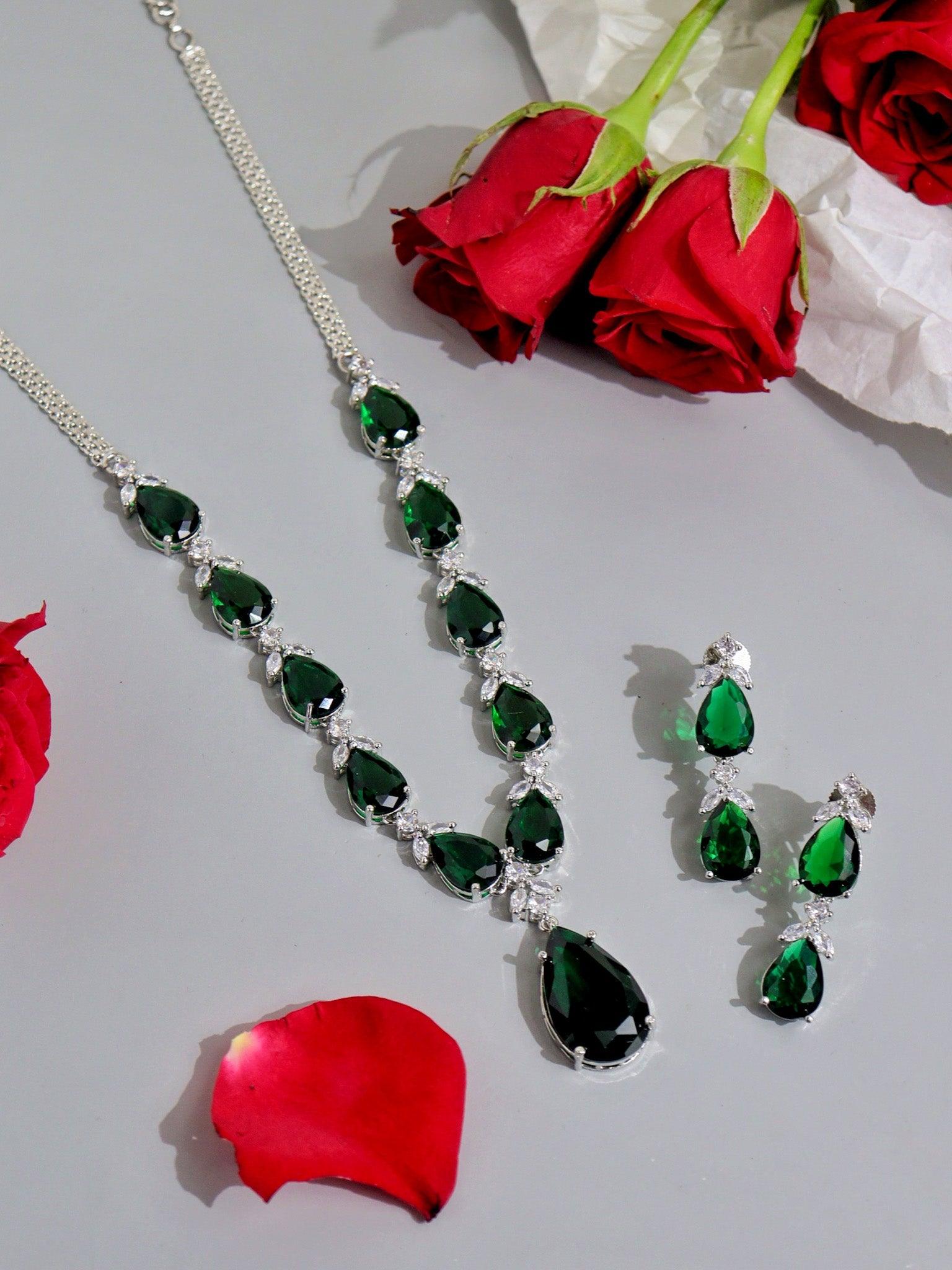 Green Garland Drop Necklace Set 