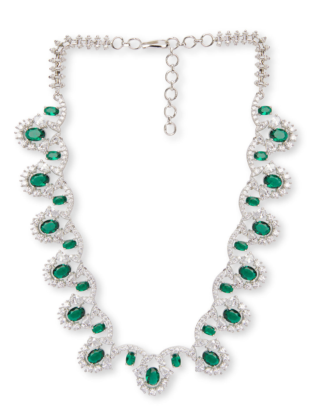 Scallops of Emerald CZ Necklace Set 