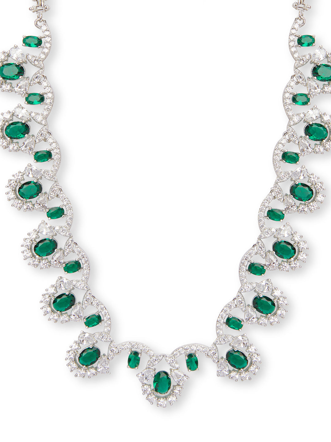 Scallops of Emerald CZ Necklace Set 