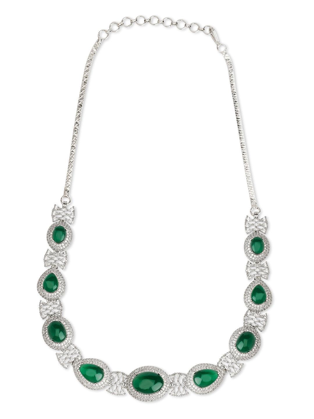 Emerald Green CZ Cabachon Couture Necklace Set 