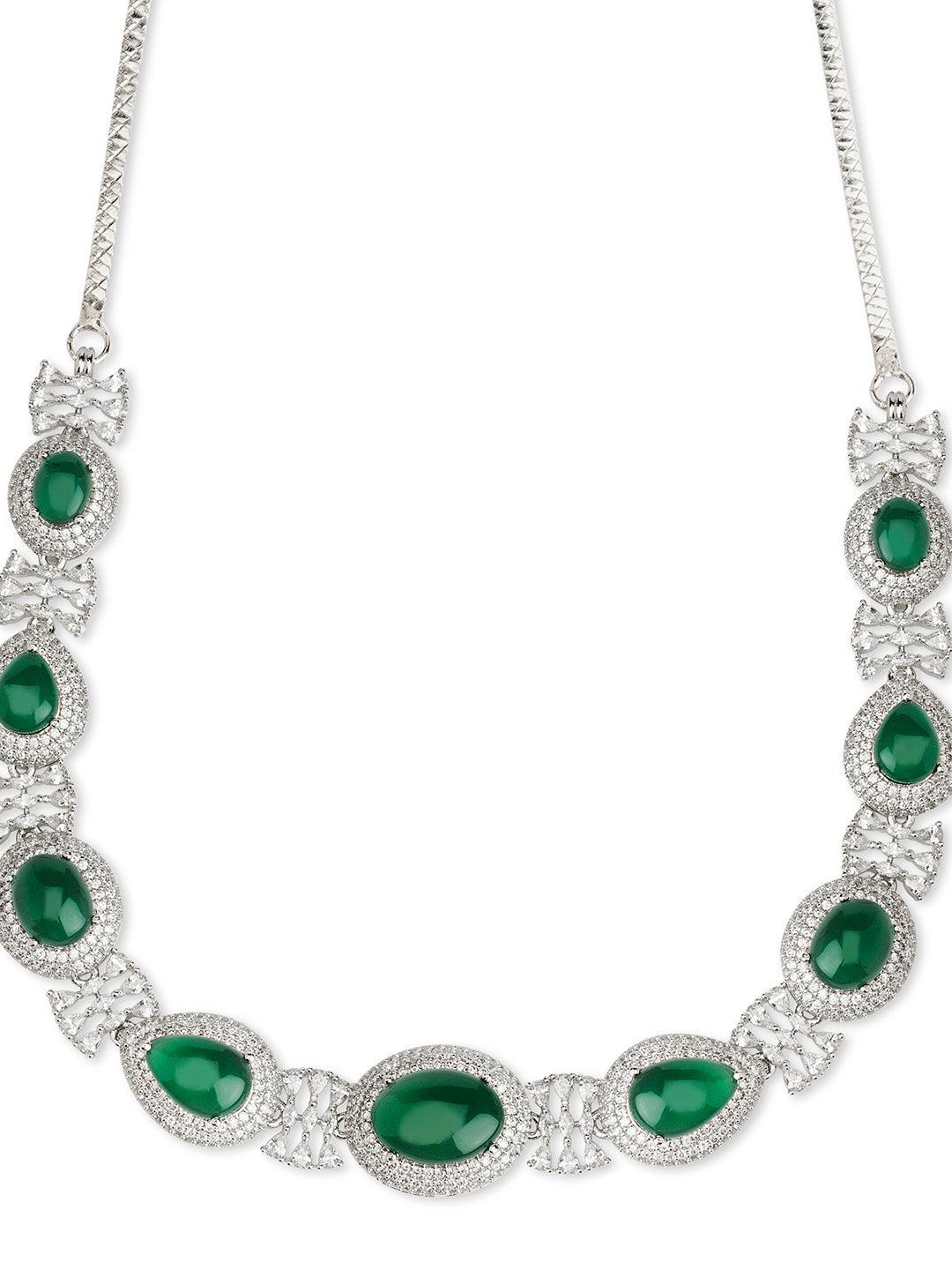 Emerald Green CZ Cabachon Couture Necklace Set 