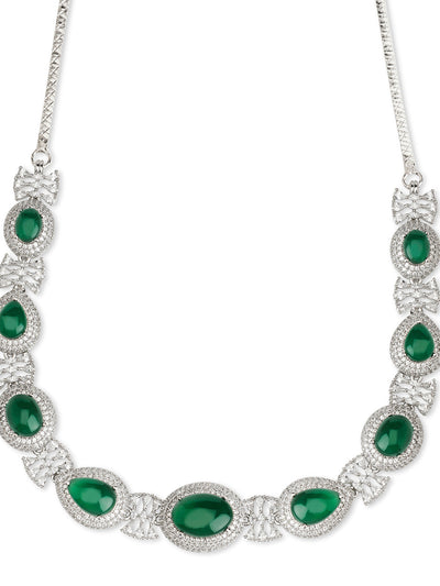 Emerald Green CZ Cabachon Couture Necklace Set 