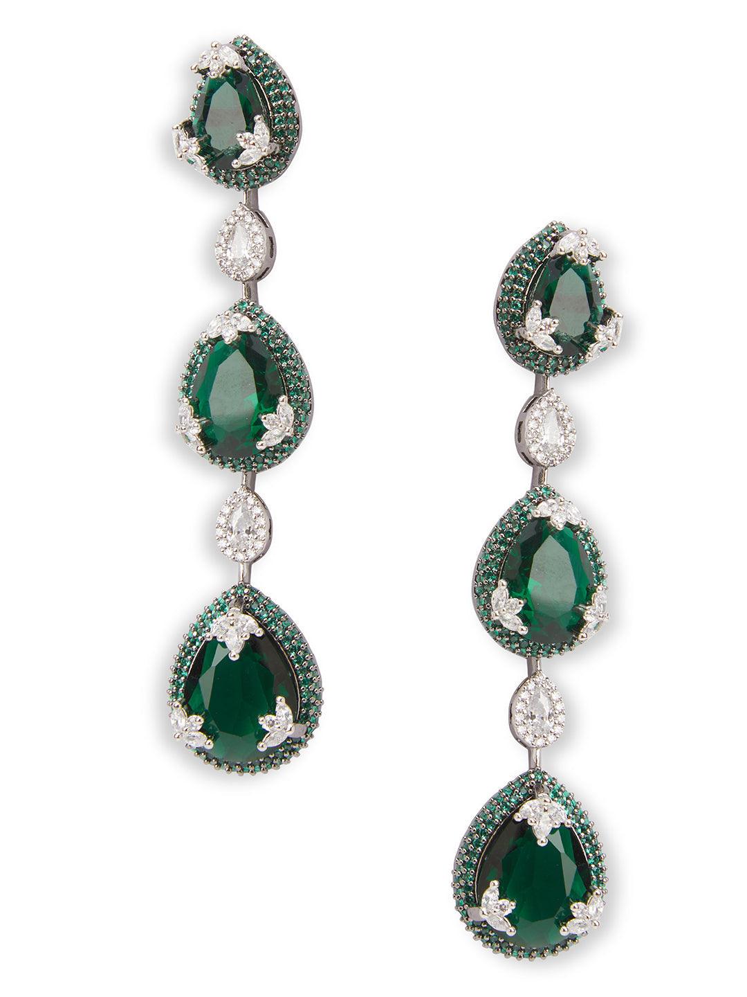 Emerald Green Droplet Delight CZ Necklace Set 