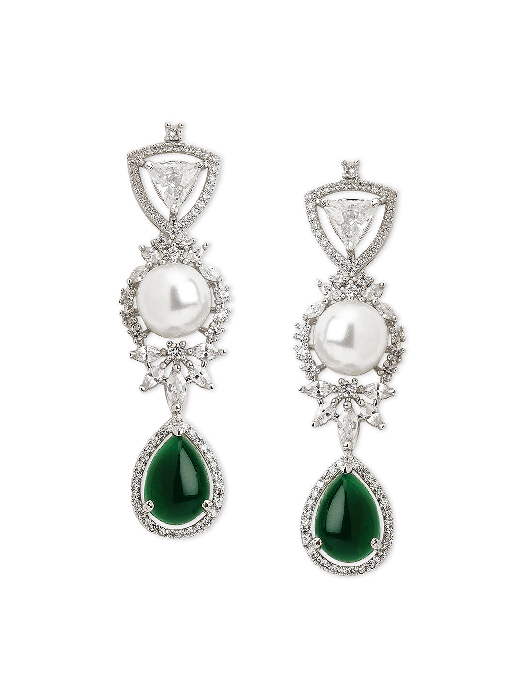 Emerald Greenstone Dewfall CZ Necklace Set 