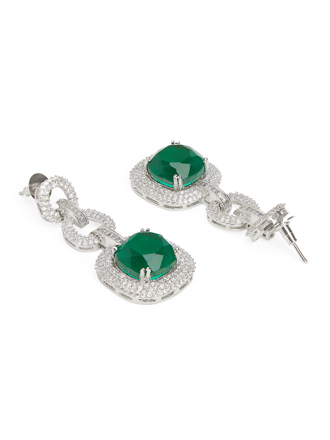 Green Linked Luster CZ Necklace Set 