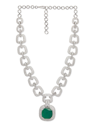 Green Linked Luster CZ Necklace Set 