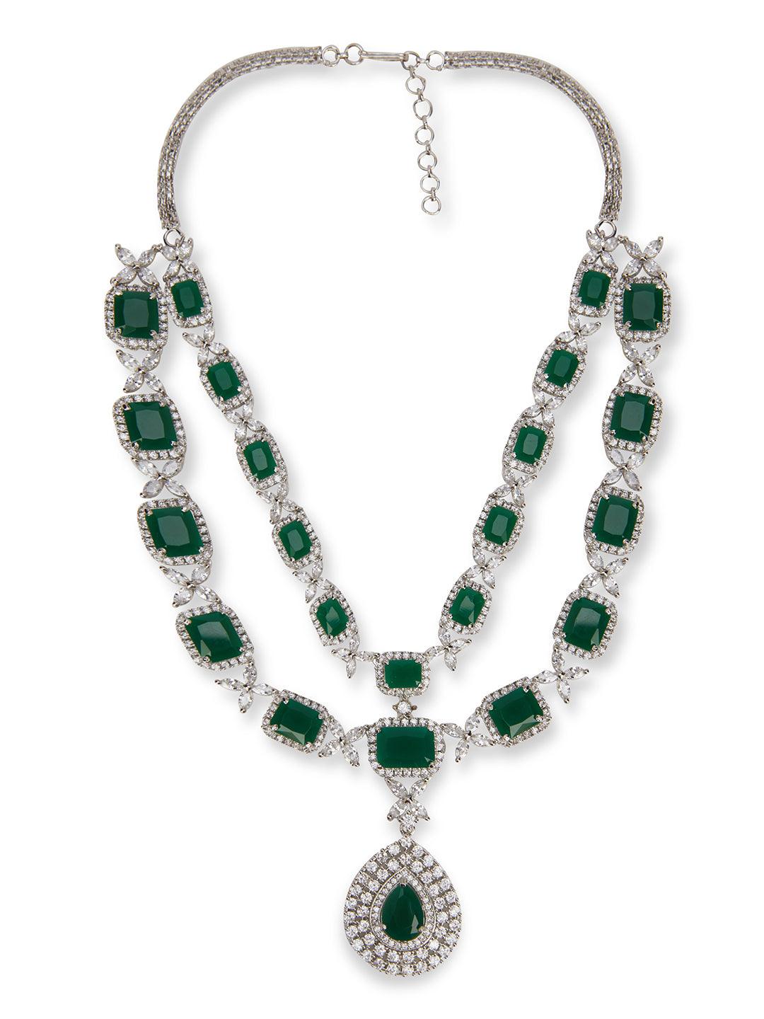 Harmony of Emerald Green CZ Necklace Set 