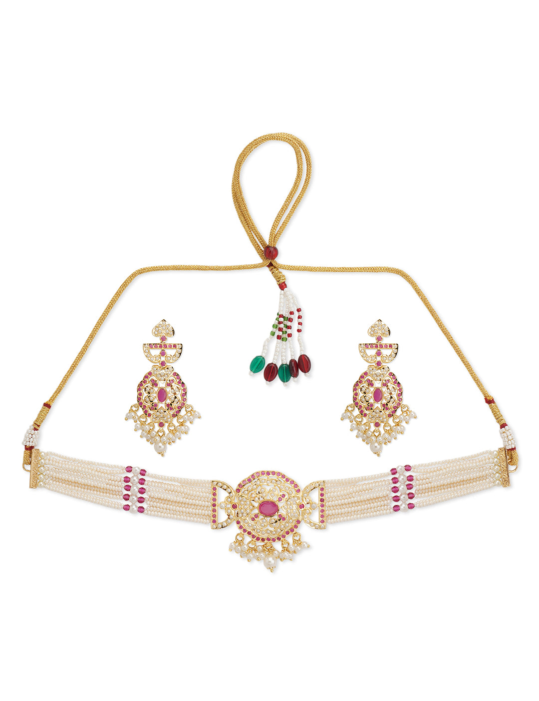 Gold-Plated Kundan Studded Choker Set