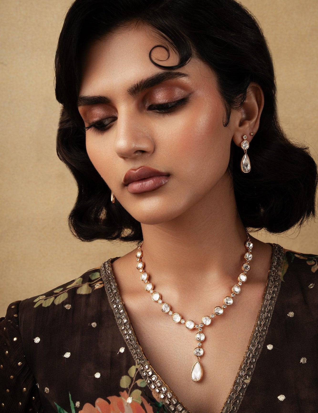 Polki Necklace with Earrings