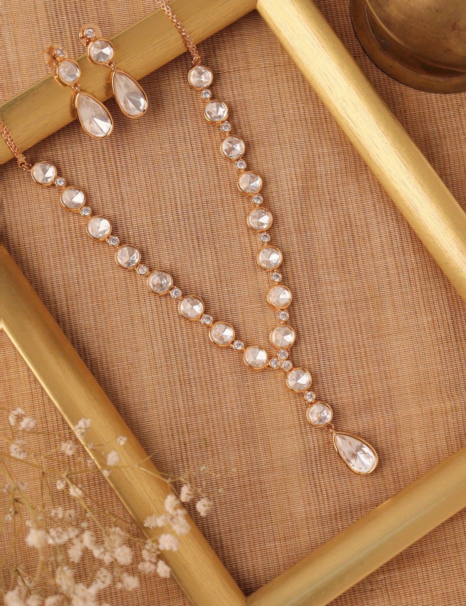 Gold Plated Polki Kundan Stone Necklace Set