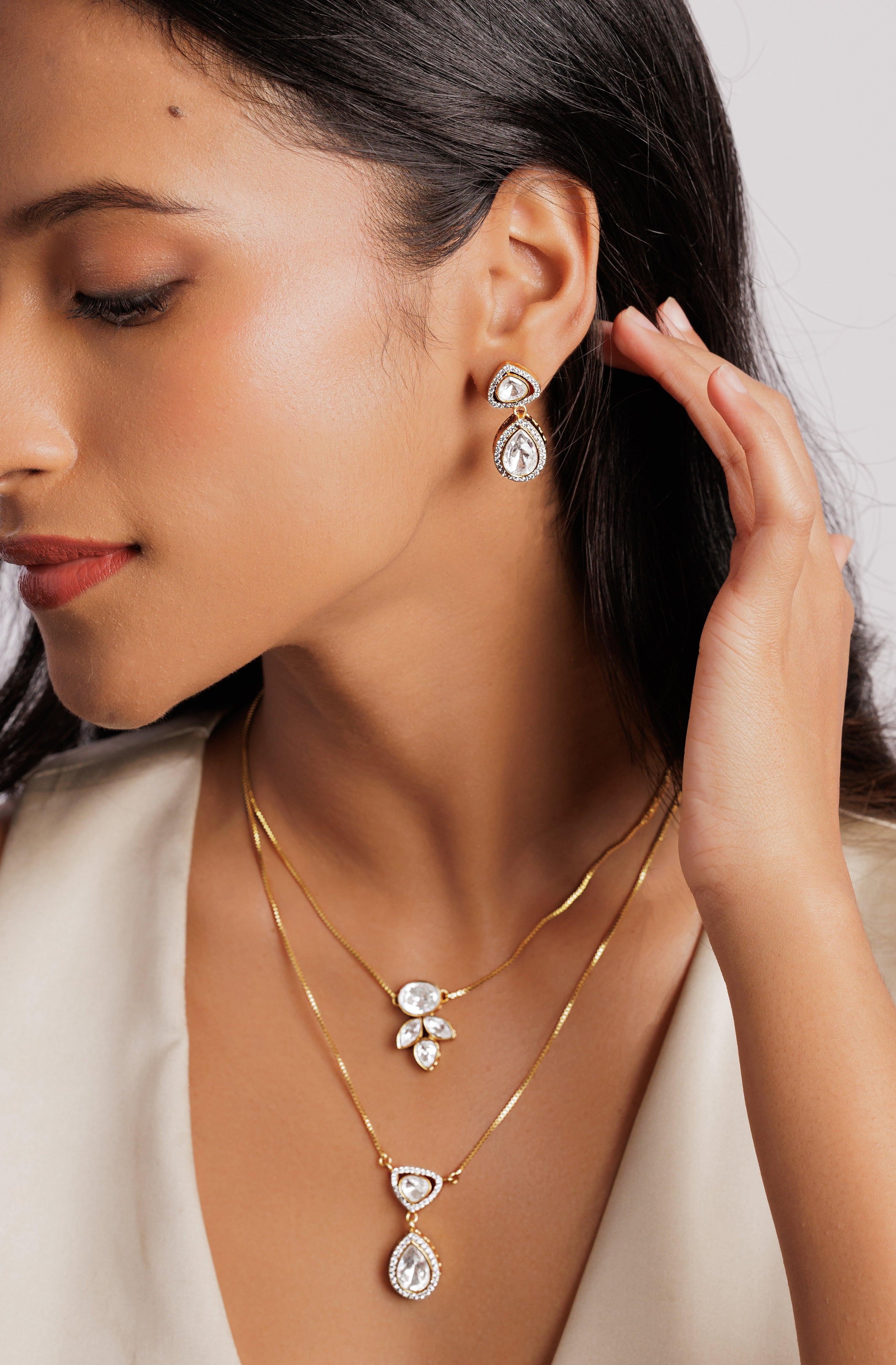 Layered Polki Necklace Set – Curio Cottage - Main Image