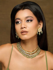 Glistening Jade Droplet Kundan Necklace Set