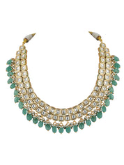 Glistening Jade Droplet Kundan Necklace Set