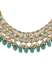 Glistening Jade Droplet Kundan Necklace Set