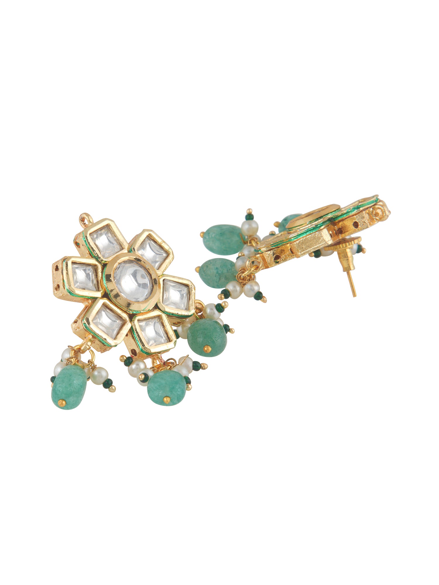 Glistening Jade Droplet Kundan Necklace Set