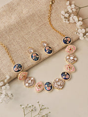 Meiraa Indigo Blush Enamel Necklace Set