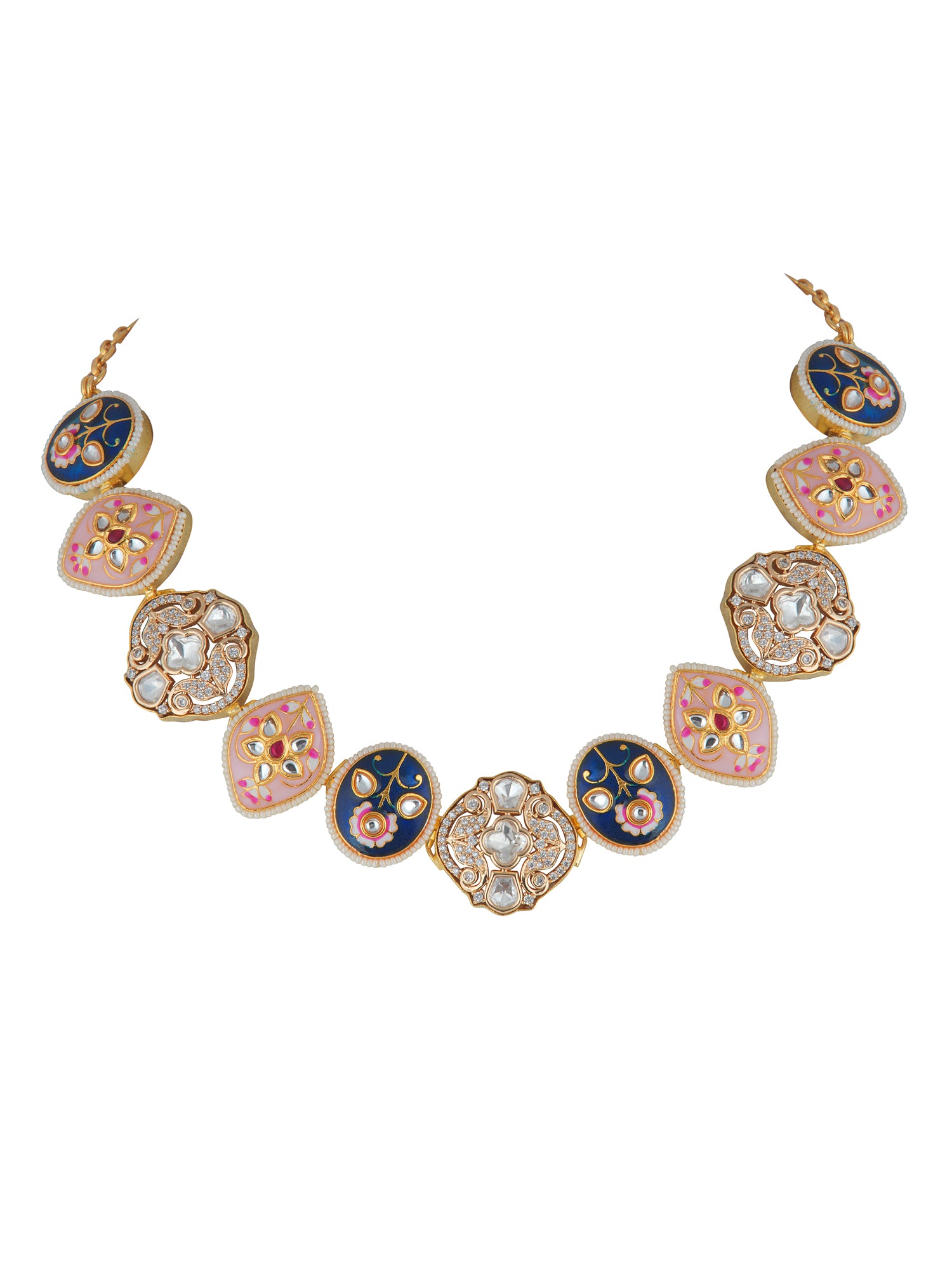 Meiraa Indigo Blush Enamel Necklace Set