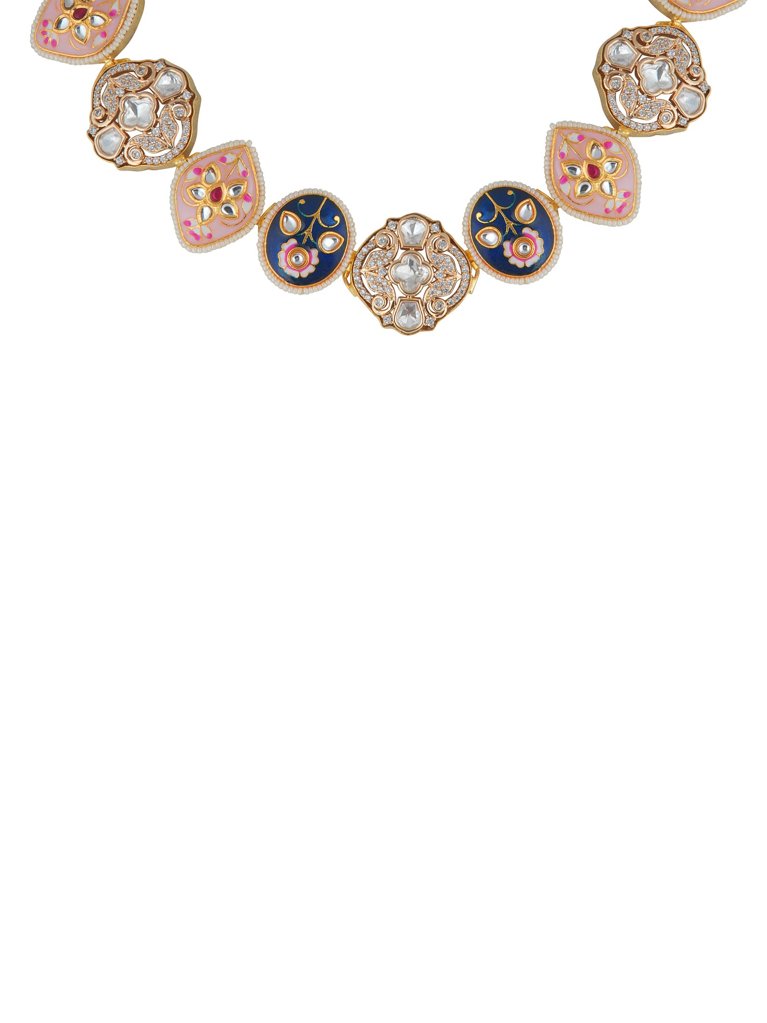 Meiraa Indigo Blush Enamel Necklace Set