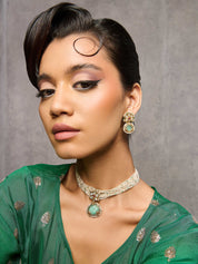 Meiraa Gilded Jade Pearly Choker Set