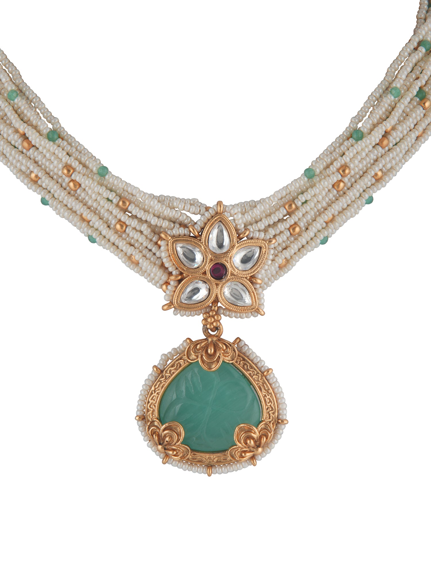 Meiraa Gilded Jade Pearly Choker Set