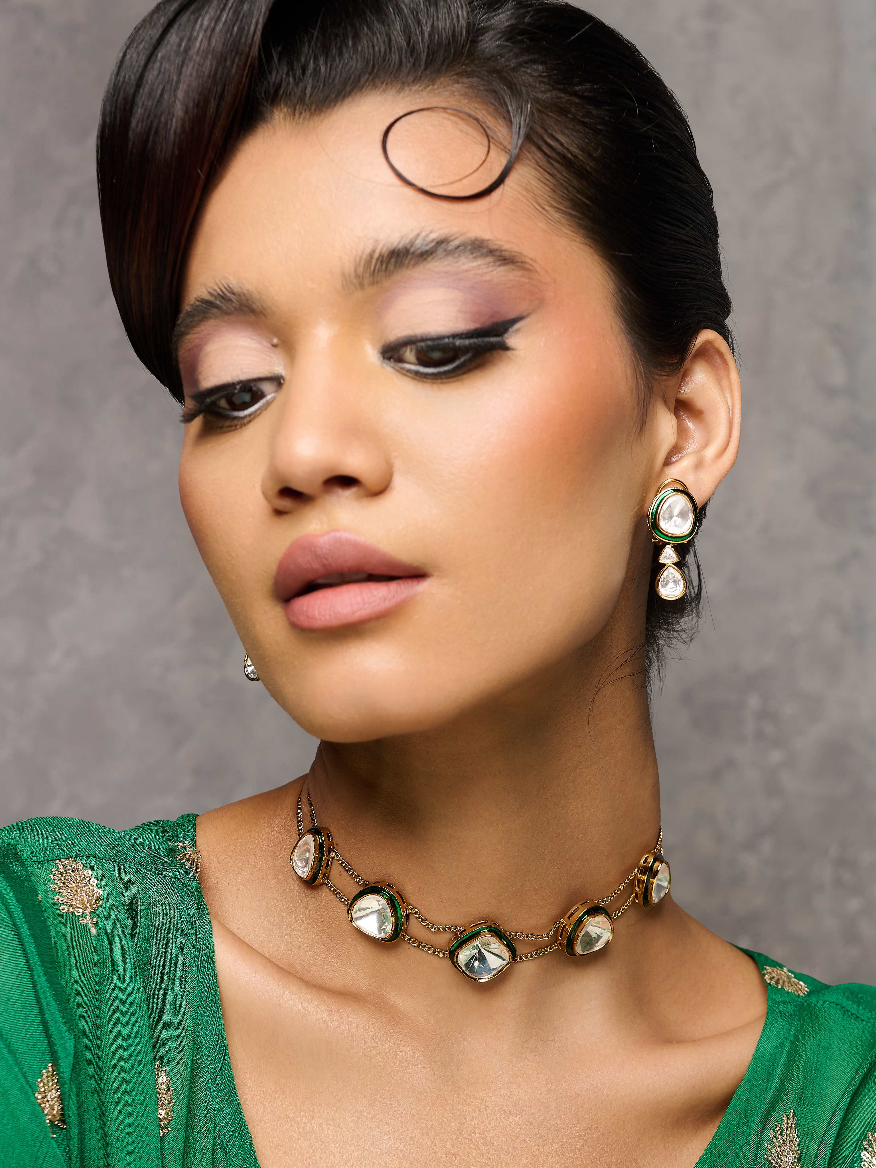 Meiraa Assorted Polki Charm Necklace Set