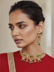 Ruby Emerald Kundan Choker Set