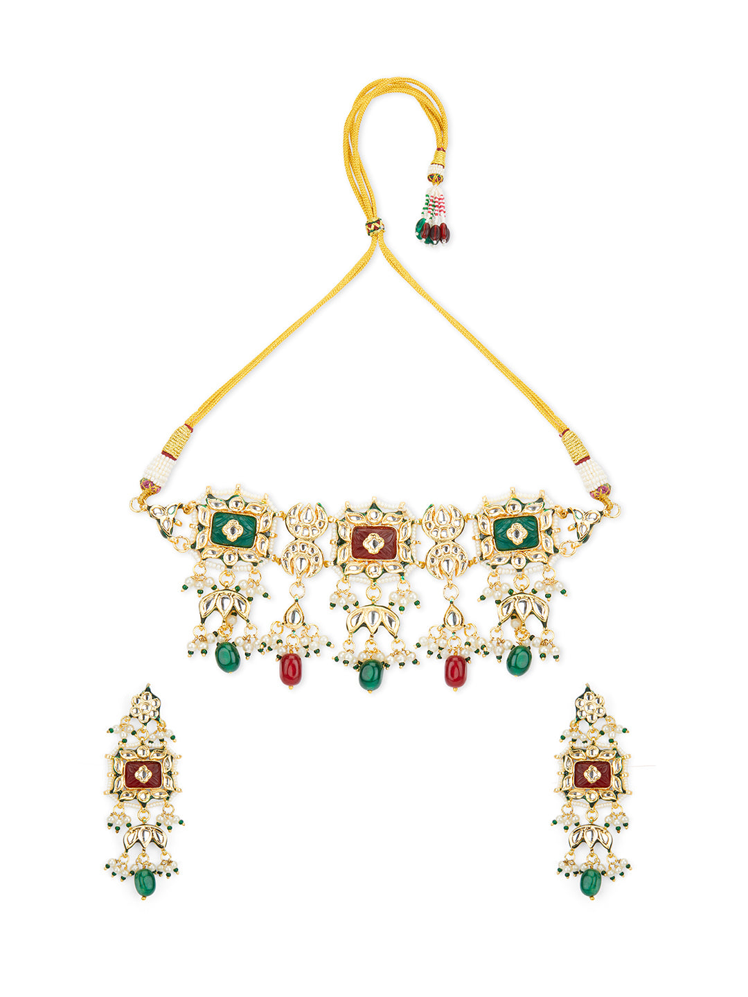 Ruby Emerald Kundan Choker Set