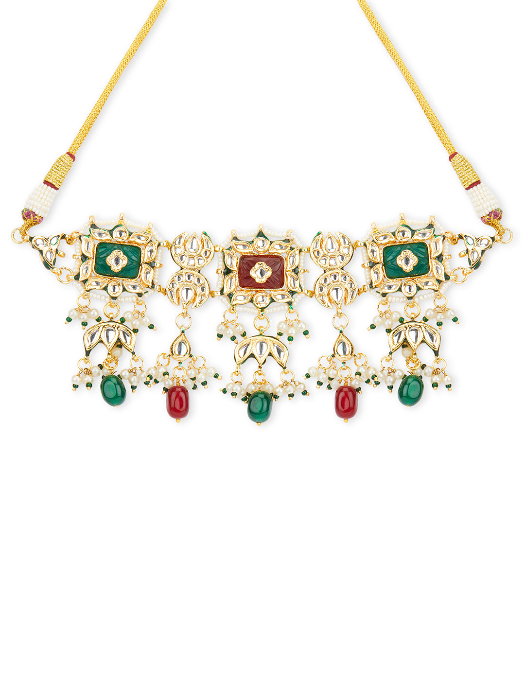 Ruby Emerald Kundan Choker Set
