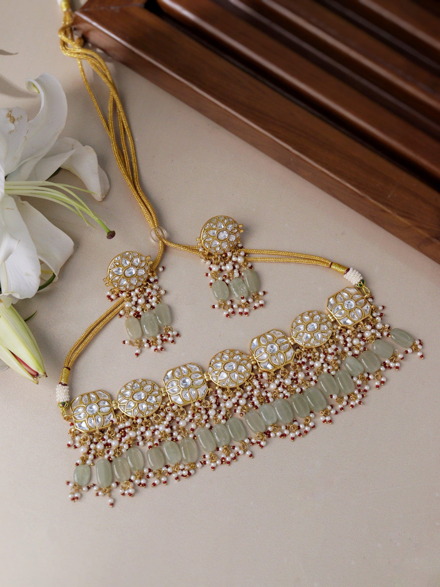 Jade Polki Necklace Set