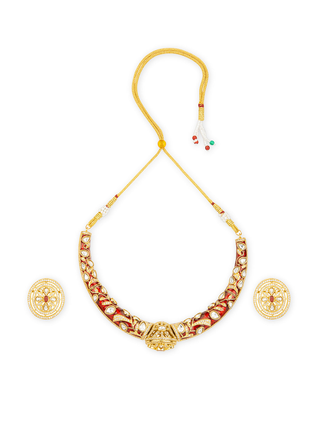 Opulent Ruby Polki Hasli Set