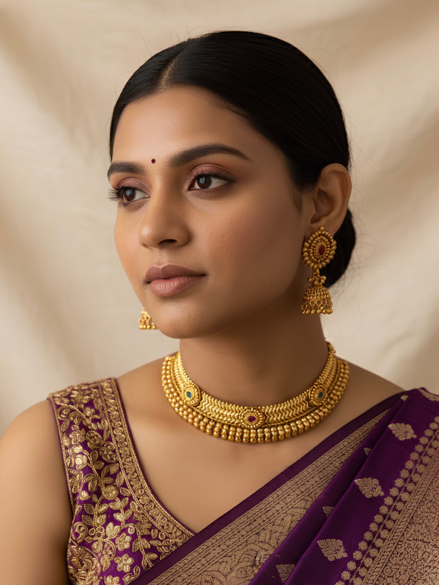 Golden Saaj Tushi Necklace Set