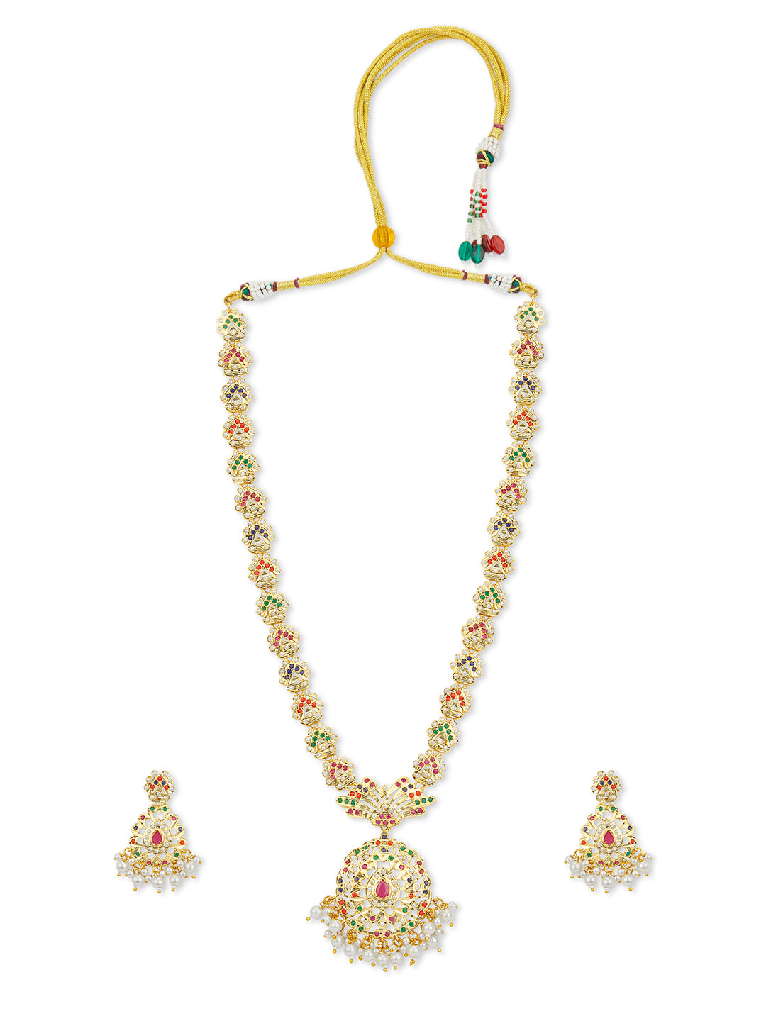 Multi-stone Jadau Long Necklace Set