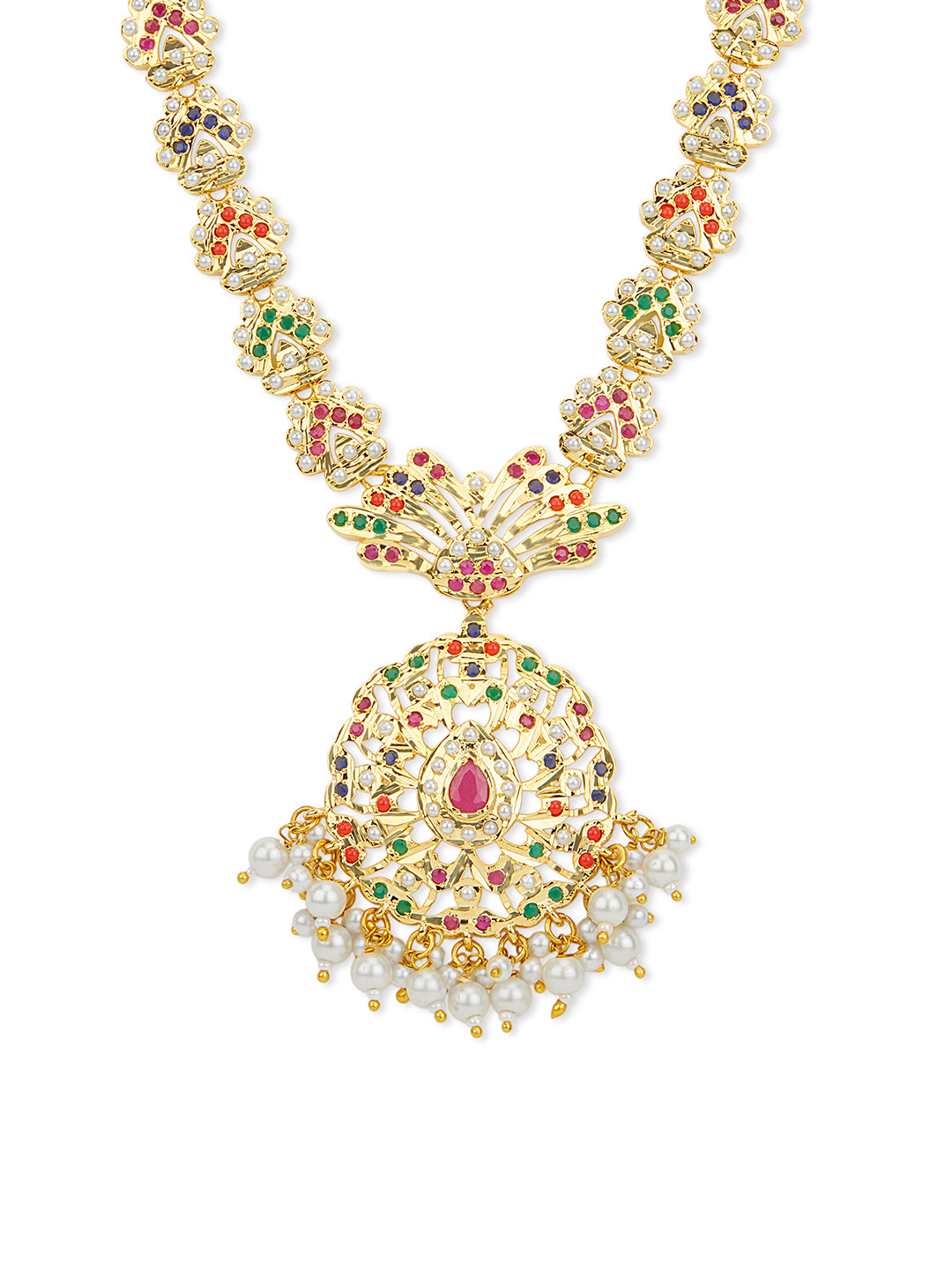 Multi-stone Jadau Long Necklace Set