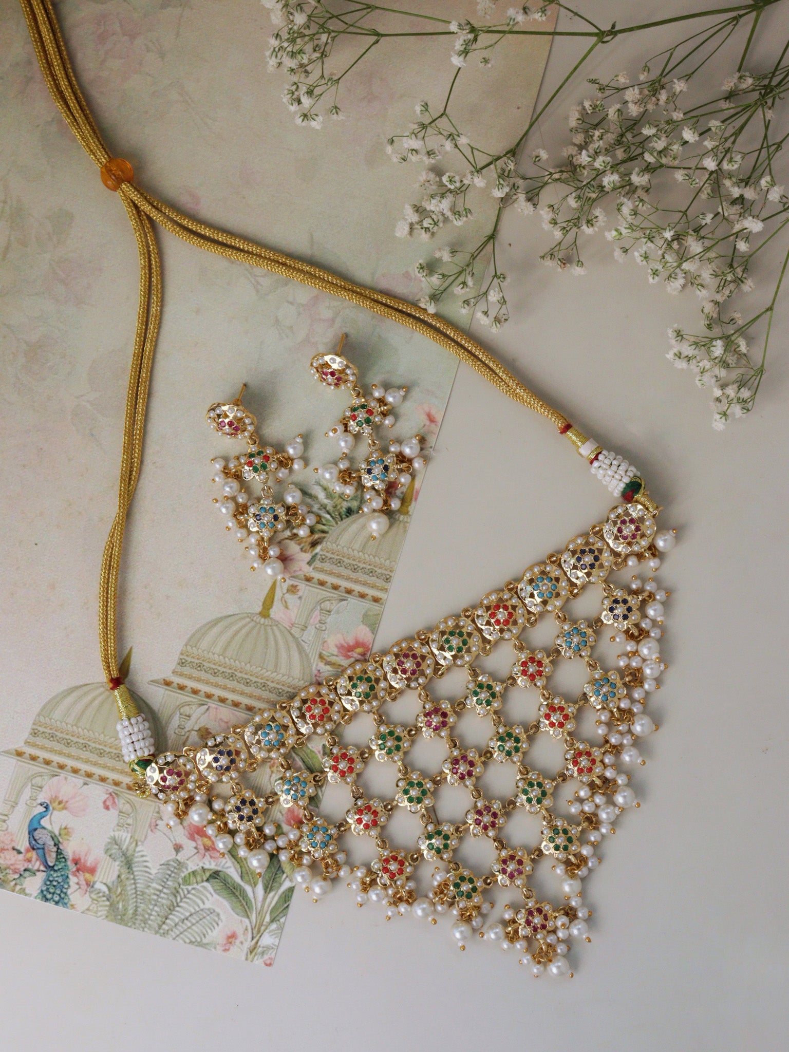 Enchanted Multicolour Jadau Necklace Set