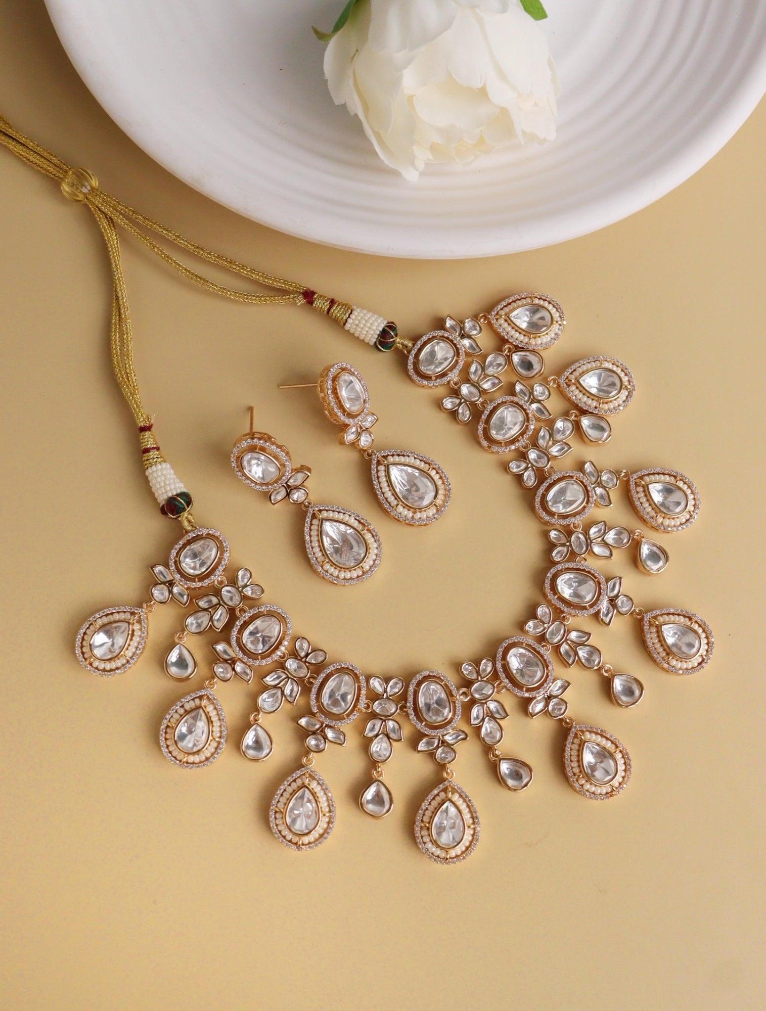  Bridal Drops of Kundan Necklace Set