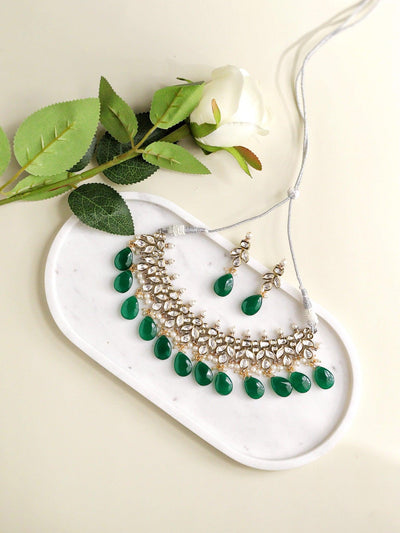 The Zoya Glow Getter Green Drops Necklace 