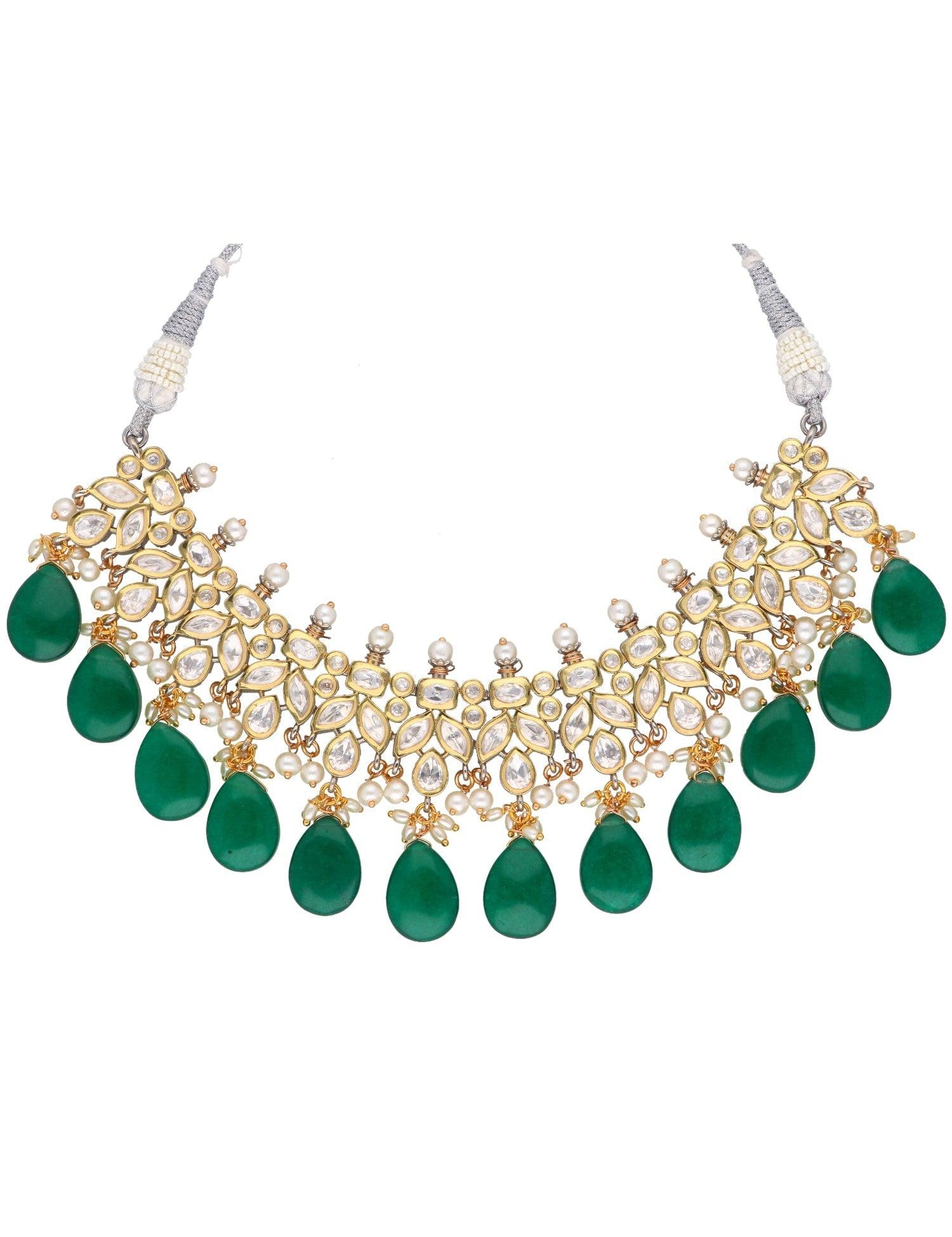 Kundan Green Drops Necklace