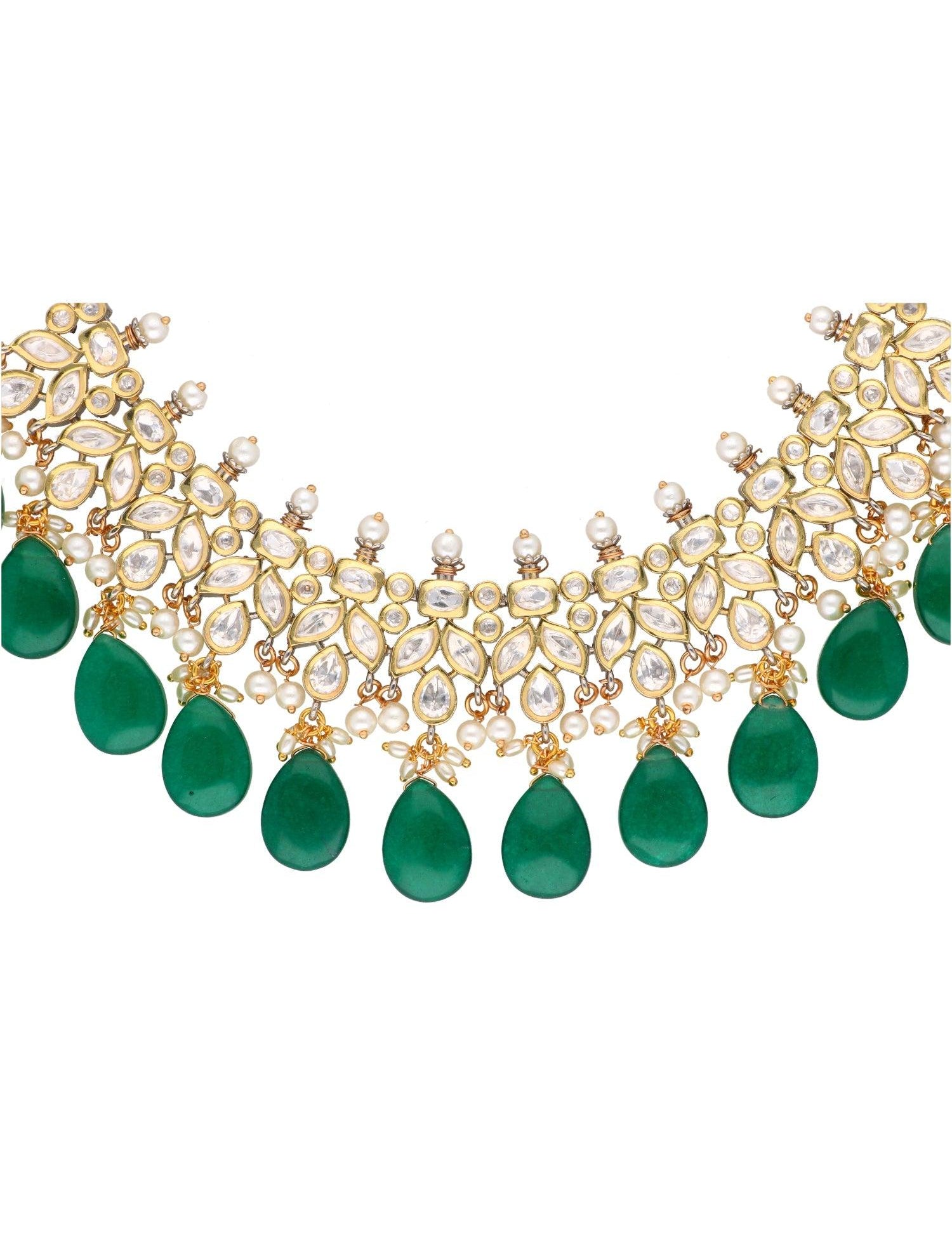 Kundan Green Drops Necklace