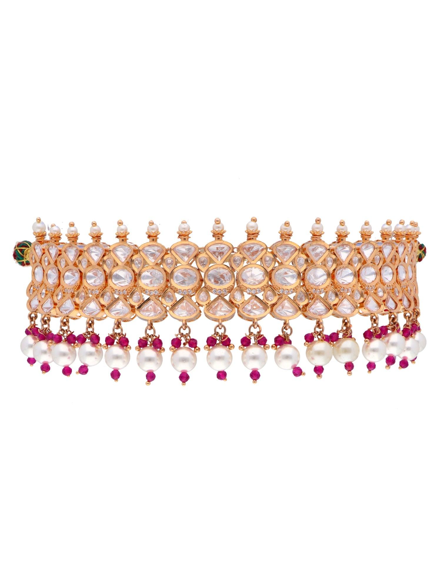 The Zoya Forever Glitter Kundan and Pearls Choker 