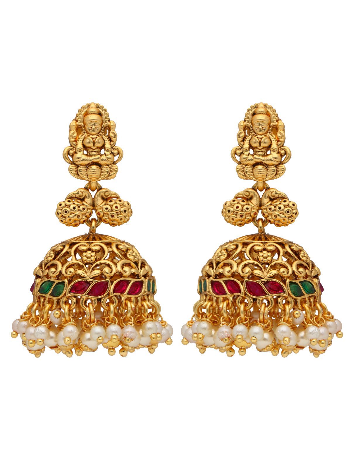 22K Gold Plated Goddess Laxmi Temple Necklace Set 