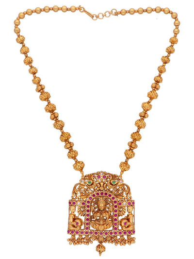 22K Gold Plated Intricate Laxmi Goddess Necklace Set 
