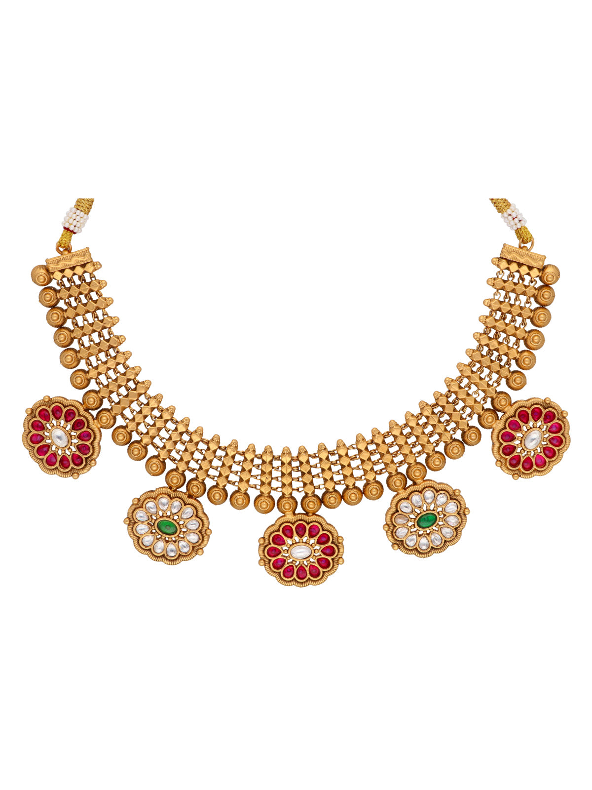22K Gold Plated Flora Kundan Necklace Set 