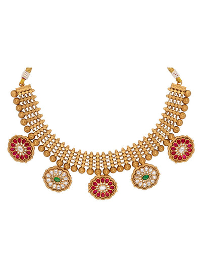 22K Gold Plated Flora Kundan Necklace Set 