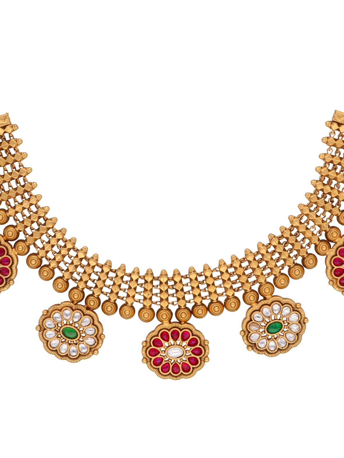 22K Gold Plated Flora Kundan Necklace Set 